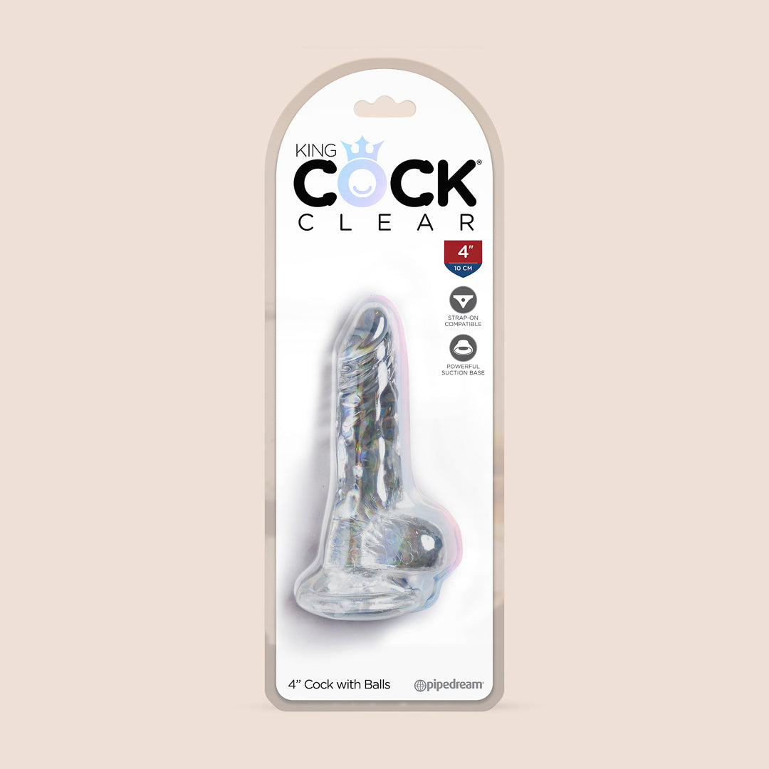 King C_ck Clear 4 Inch Didlo | with balls