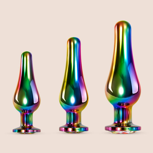 Rainbow Metal Plug Set | 3 piece butt plugs