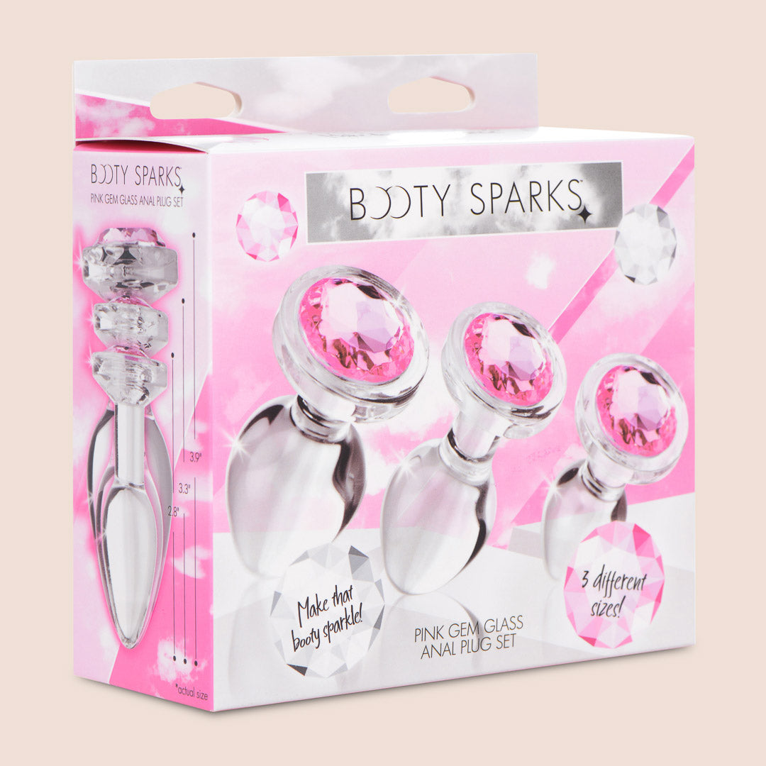 Pink Gem Glass Anal Plug Set | 3 piece butt plugs