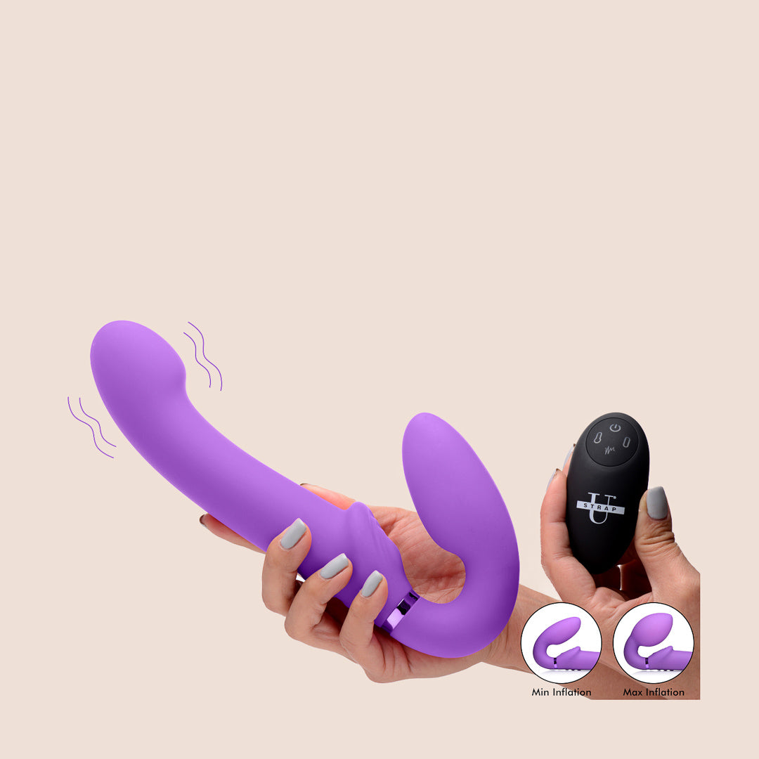 G-Pulse Vibrating Strapless Strap-On | vibrating and inflatable
