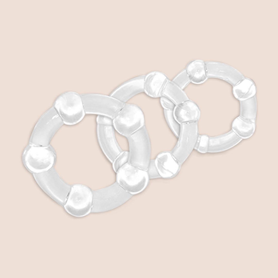 Stay Hard Beaded Cock Rings | 3 sizes per pack