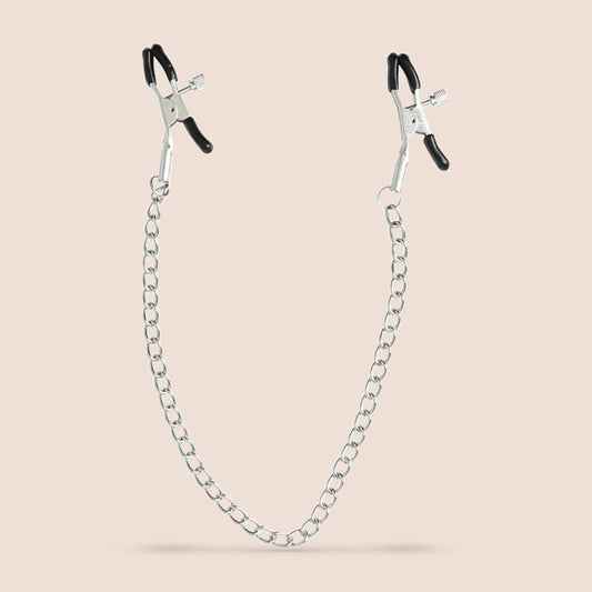 Sex & Mischief Chained Nipple Clamps | thumb screw adjustability