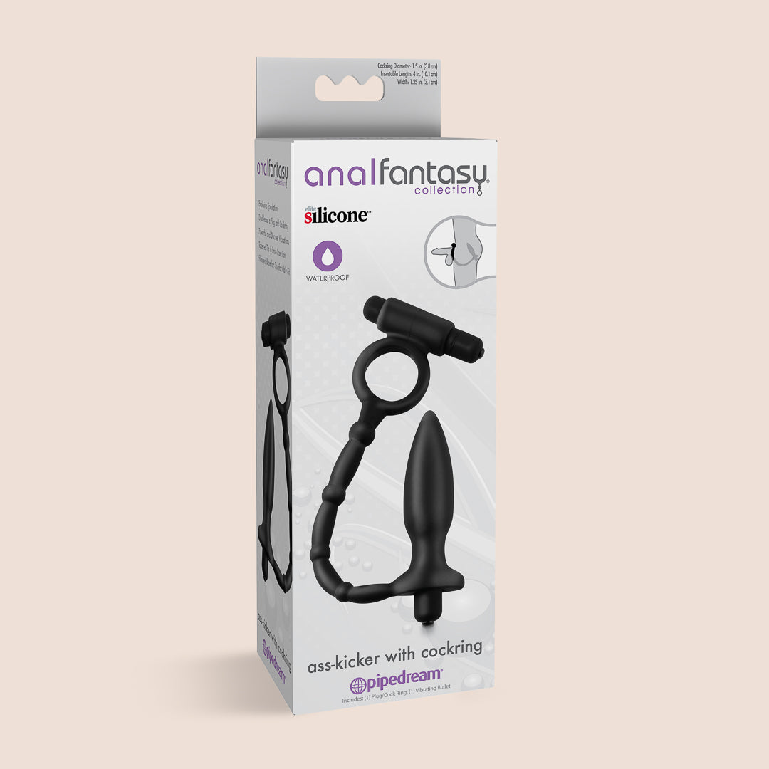 Anal Fantasy Ass-Kicker with C–ckring | vibrating plug with vibrating c-ring