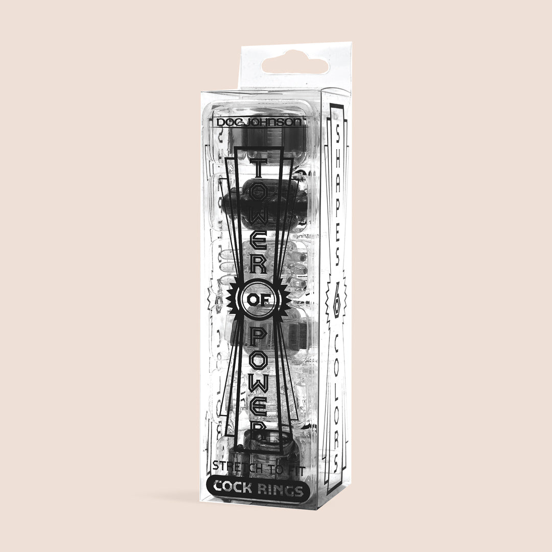 Doc Johnson Tower Of Power | set of 6 black c-rings