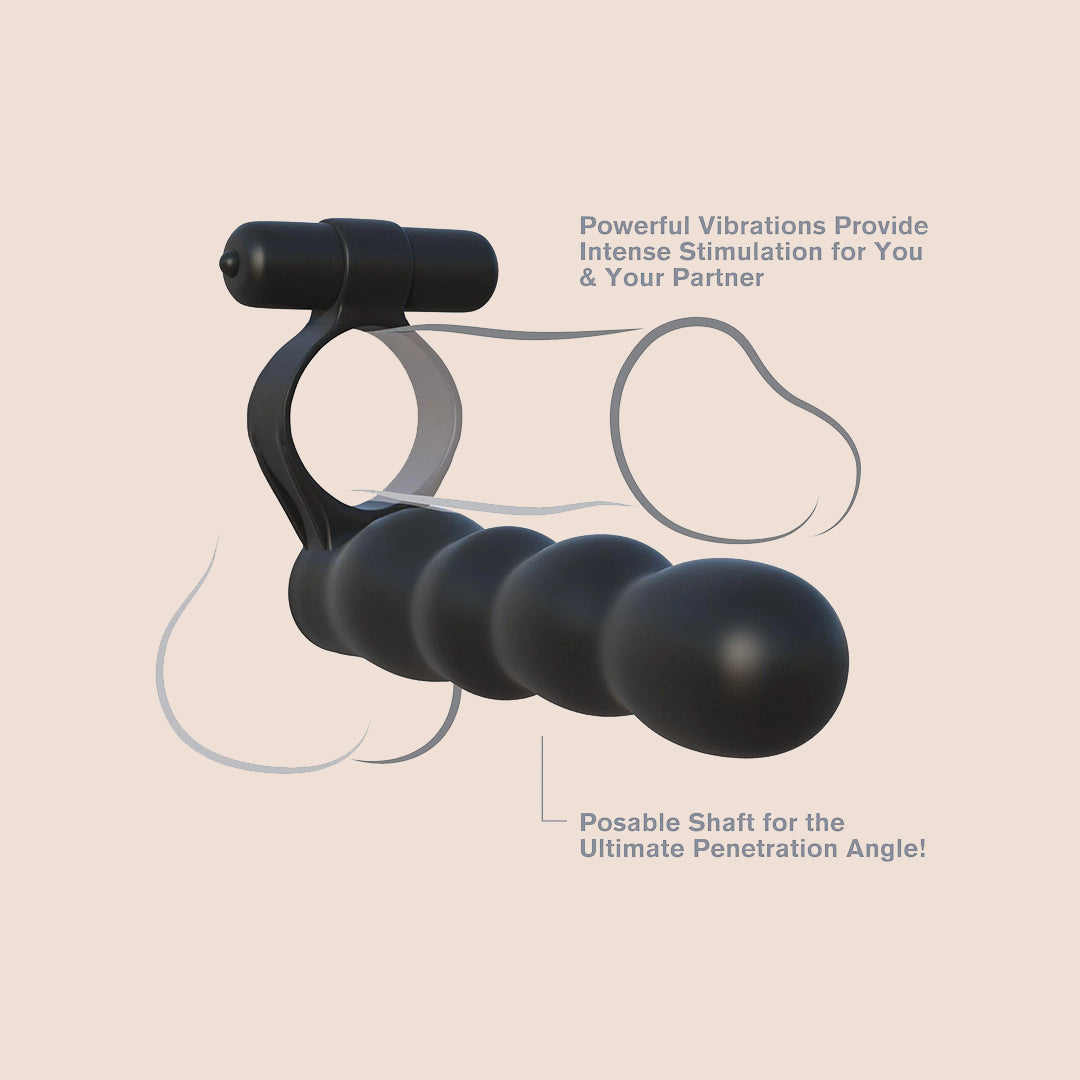 Fantasy C-Ringz Fantasy C-Ringz Posable Partner Double Penetrator | vibrating dildo with vibrating c-ring
