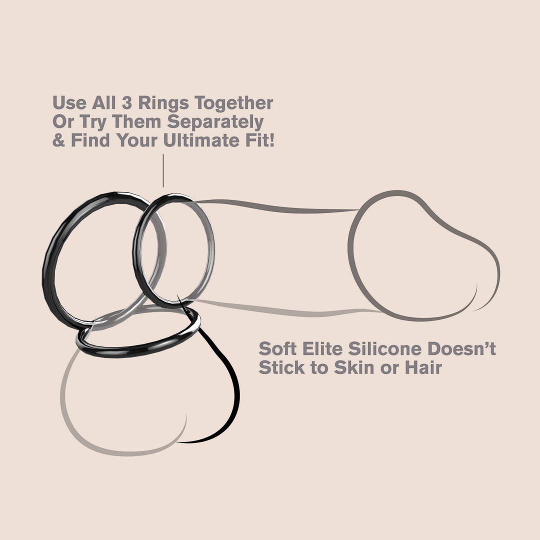 Fantasy C-Ringz Silicone 3-Ring Stamina Set | penis rings