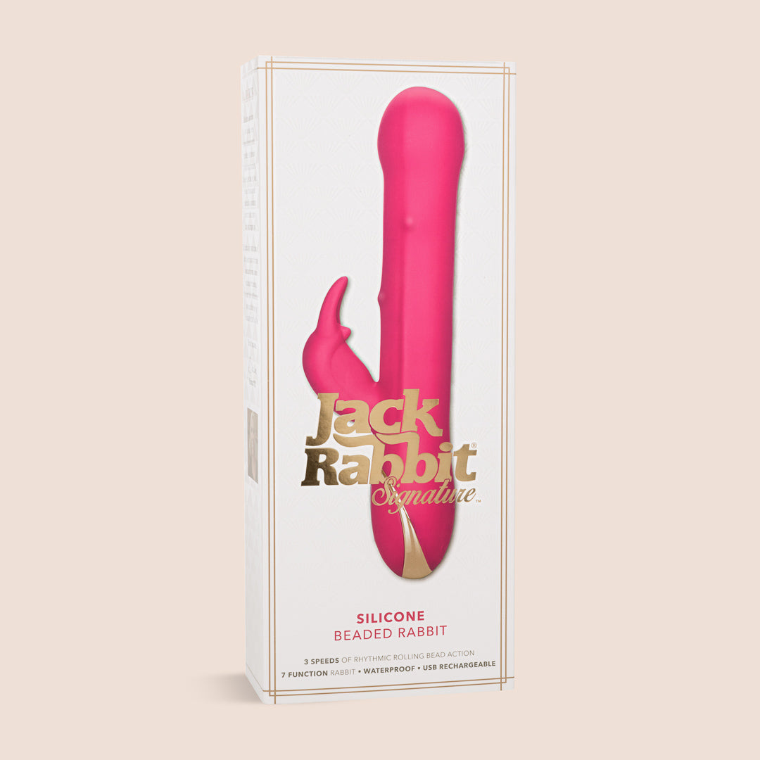 Jack Rabbit® Signature Silicone Beaded Rabbit | vibrations & rolling beads run along the shaft
