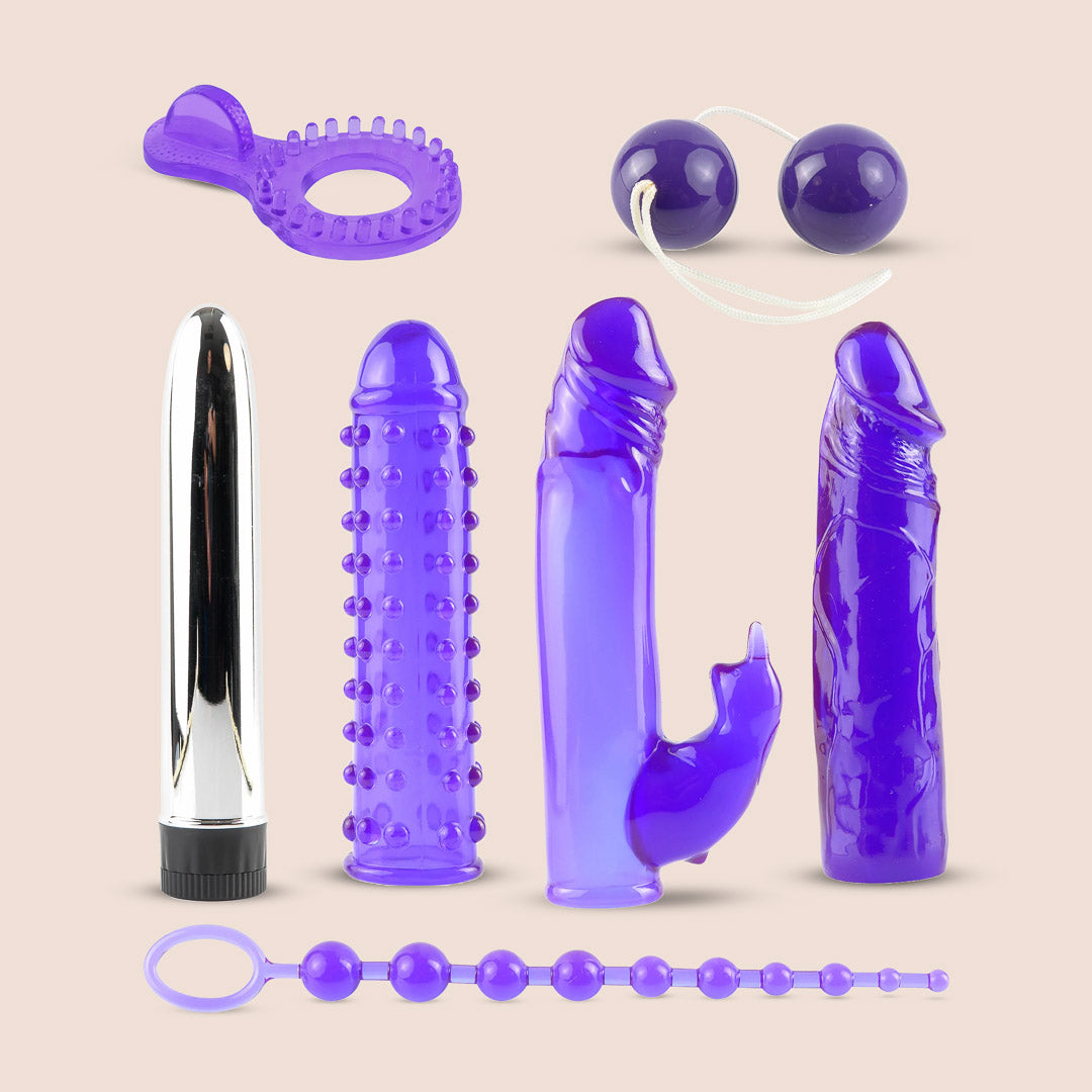 Pipedream Royal Rabbit Kit | classic vibe with soft sleeves, beads, c-ring, kegal balls