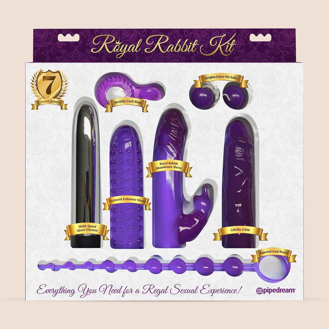 Pipedream Royal Rabbit Kit | classic vibe with soft sleeves, beads, c-ring, kegal balls
