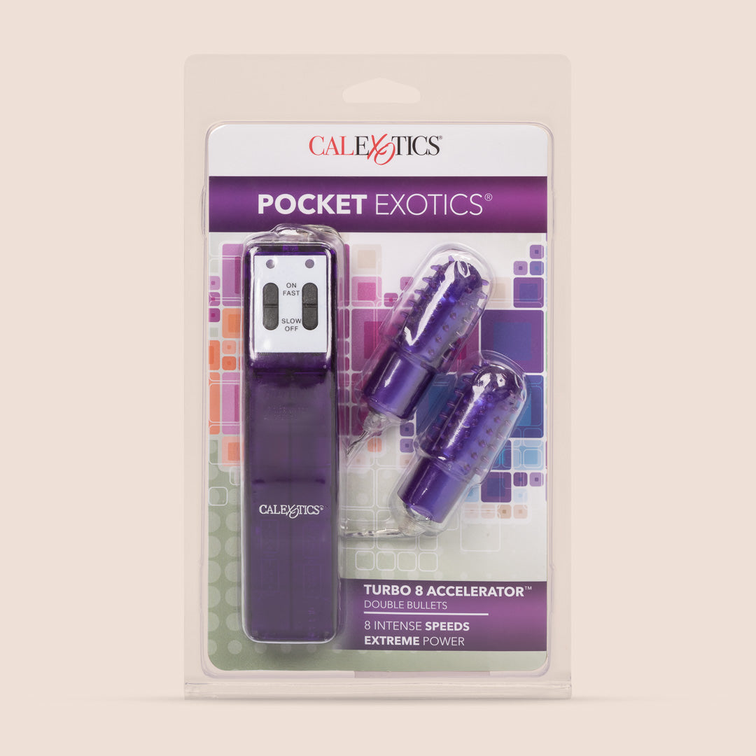 Pocket Exotics® Turbo 8 Accelerator™ Double Bullets | removable tickler sleeves