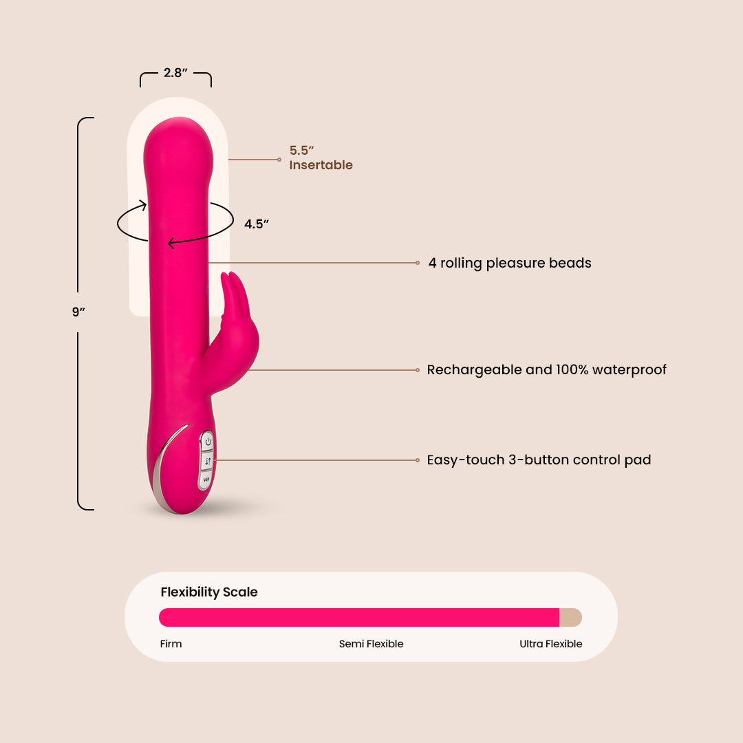 Jack Rabbit® Signature Silicone Beaded Rabbit | vibrations & rolling beads run along the shaft