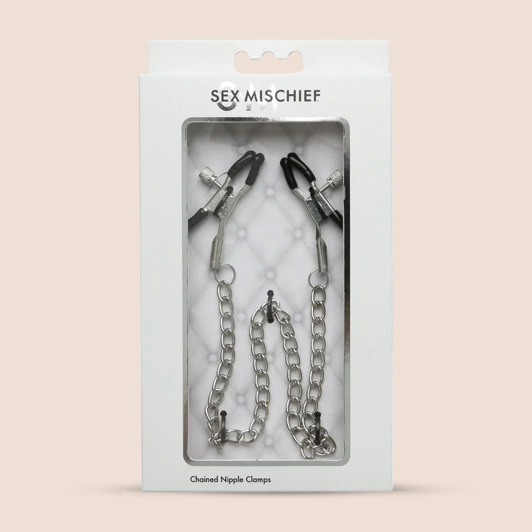 Sex & Mischief Chained Nipple Clamps | thumb screw adjustability