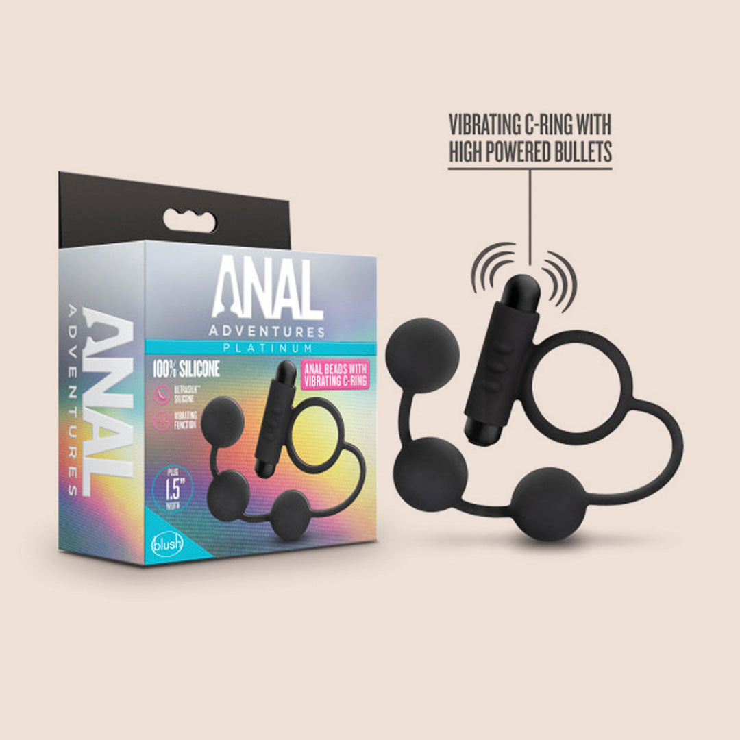 Anal Adventures Platinum Anal Balls | silicone with vibrating c-ring