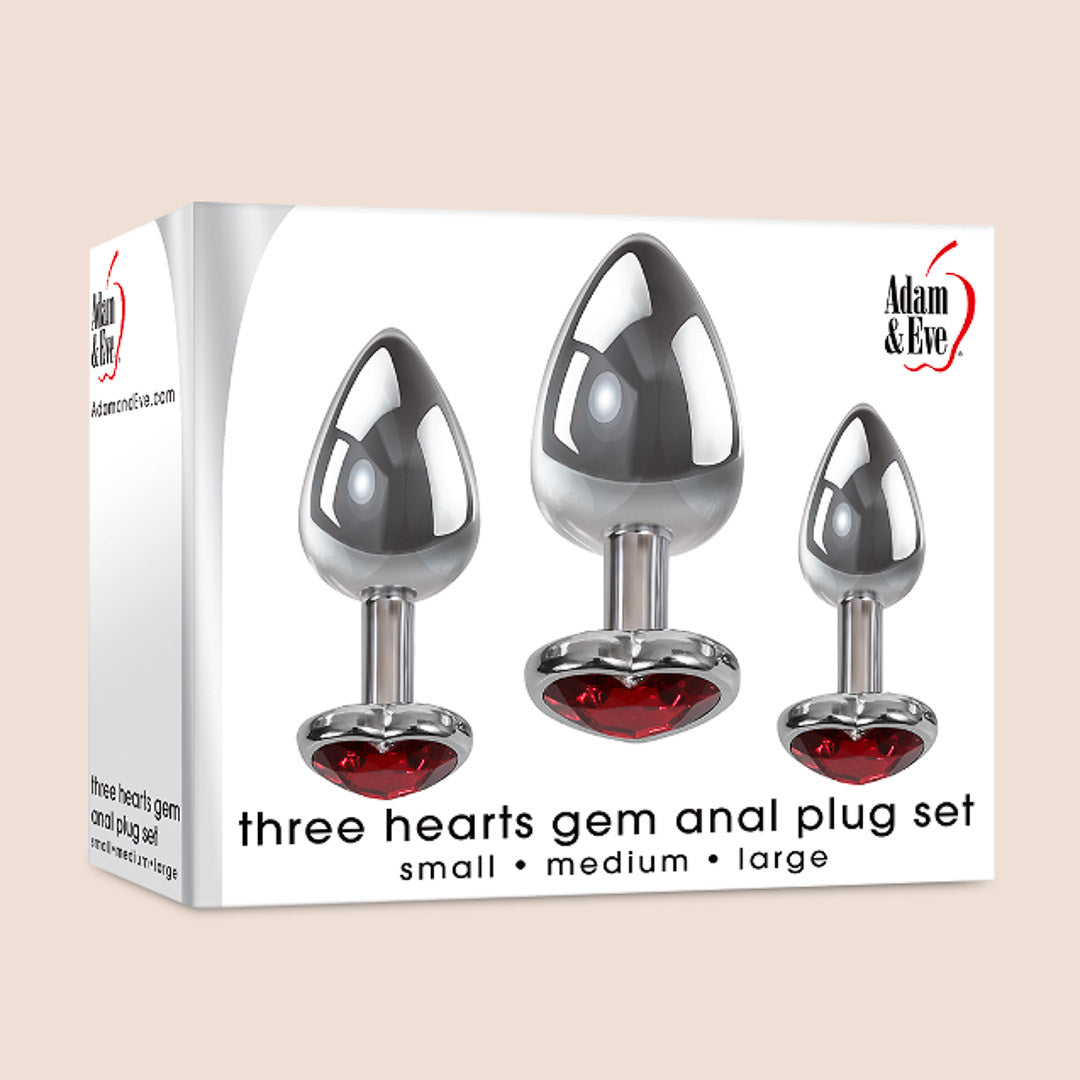 Three Hearts Gem Anal Plug Set | 3 piece butt plugs