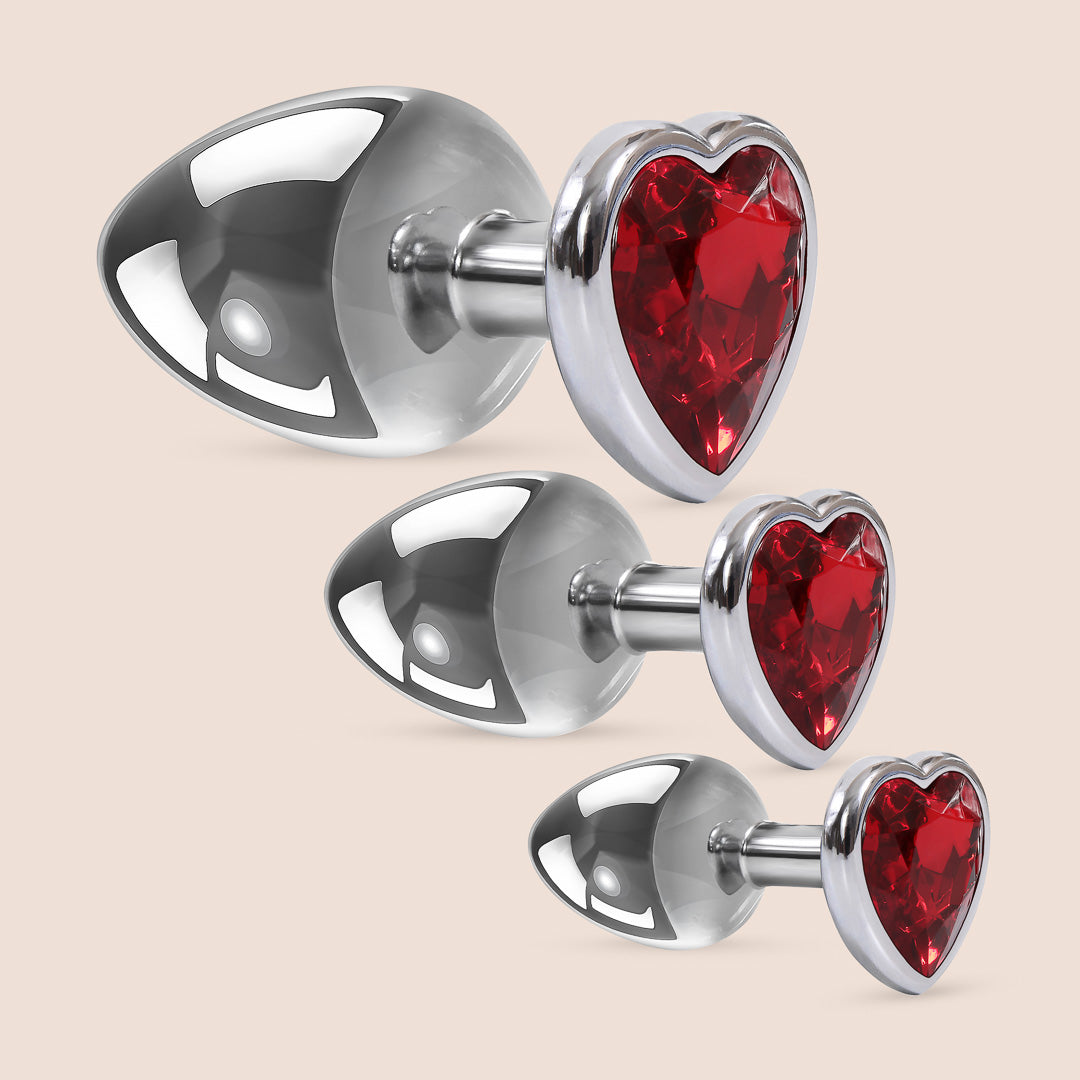 Three Hearts Gem Anal Plug Set | 3 piece butt plugs