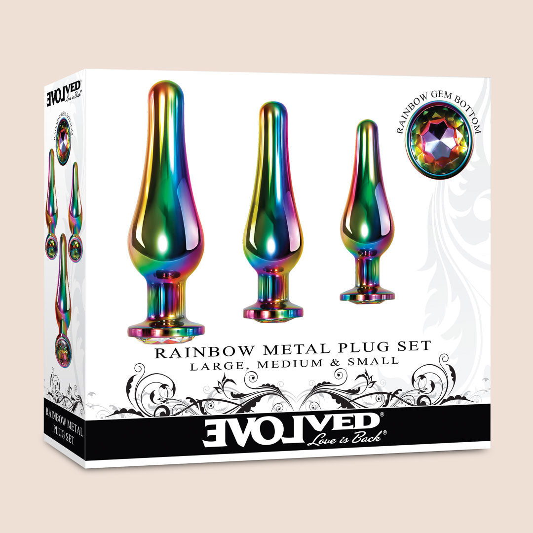 Rainbow Metal Plug Set | 3 piece butt plugs