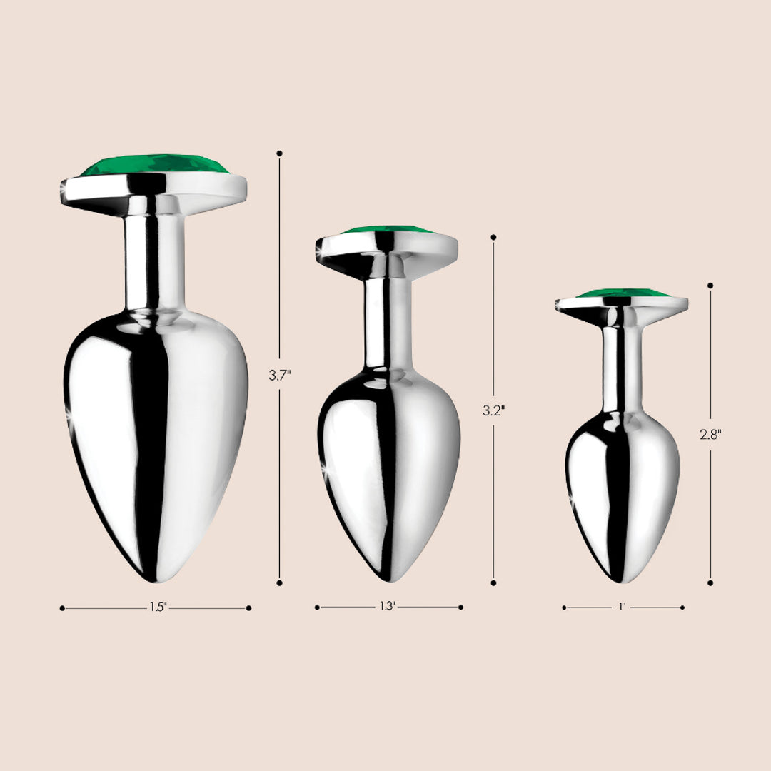 Emerald Gem Anal Plug Set | 3 piece butt plugs