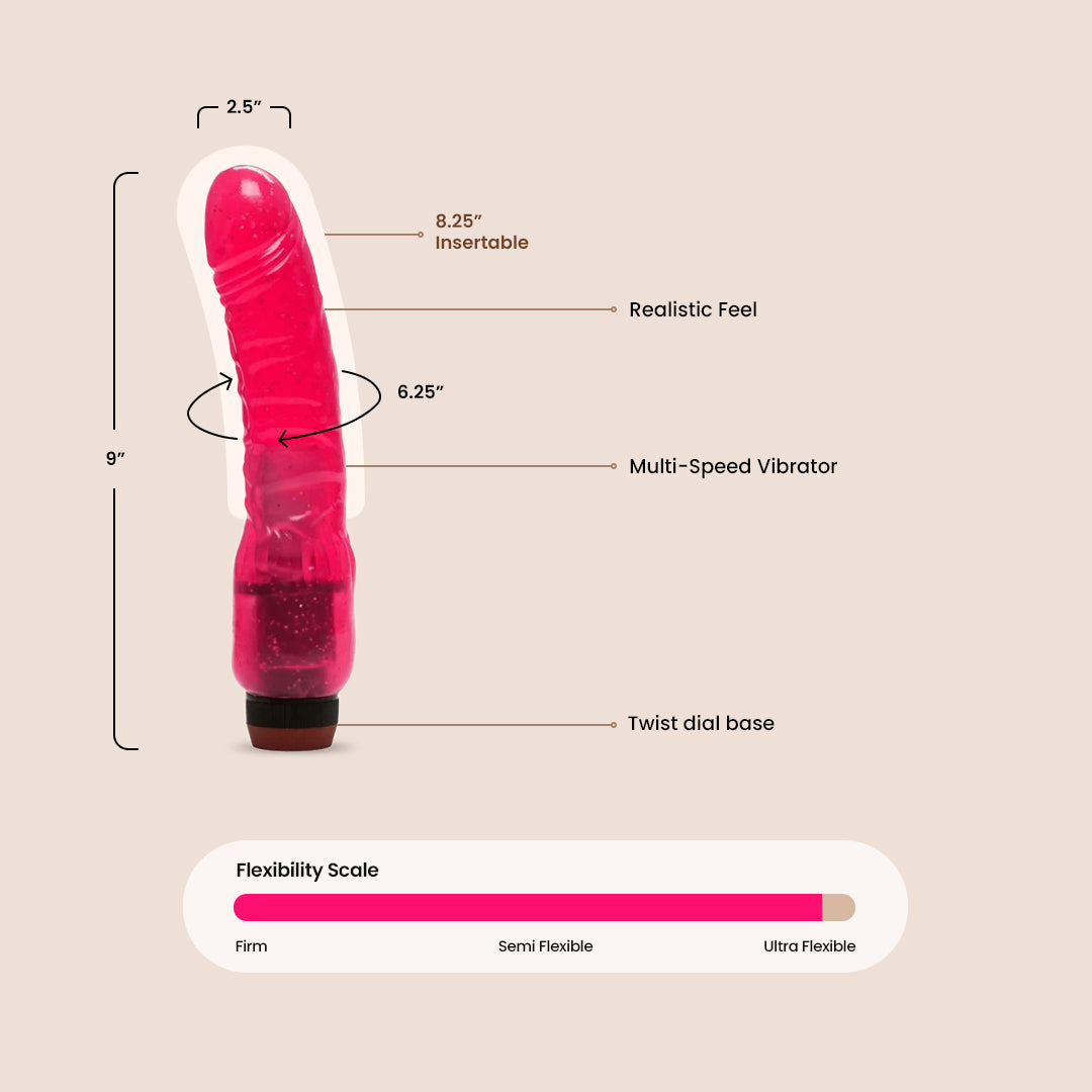 Hot Pinks™ Curved Penis | vibrating realistic dildo