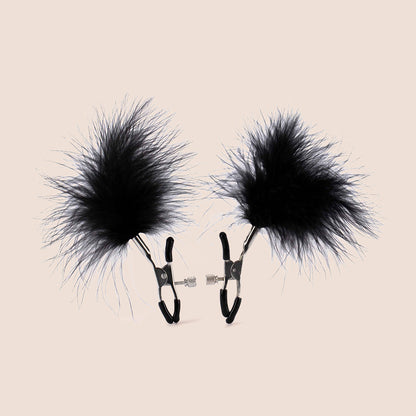 Sex & Mischief Feathered Nipple Clamps | thumb screw adjustability