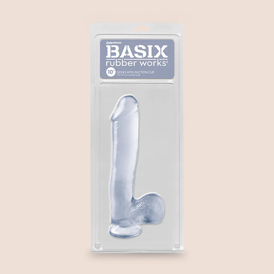 Basix 10" Dong with Suction Cup | flexible and firm dildo