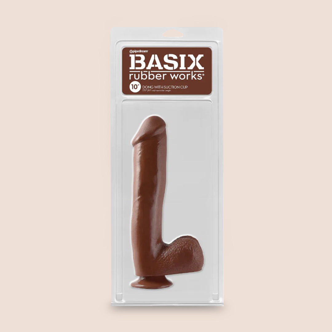 Basix 10" Dong with Suction Cup | flexible and firm dildo