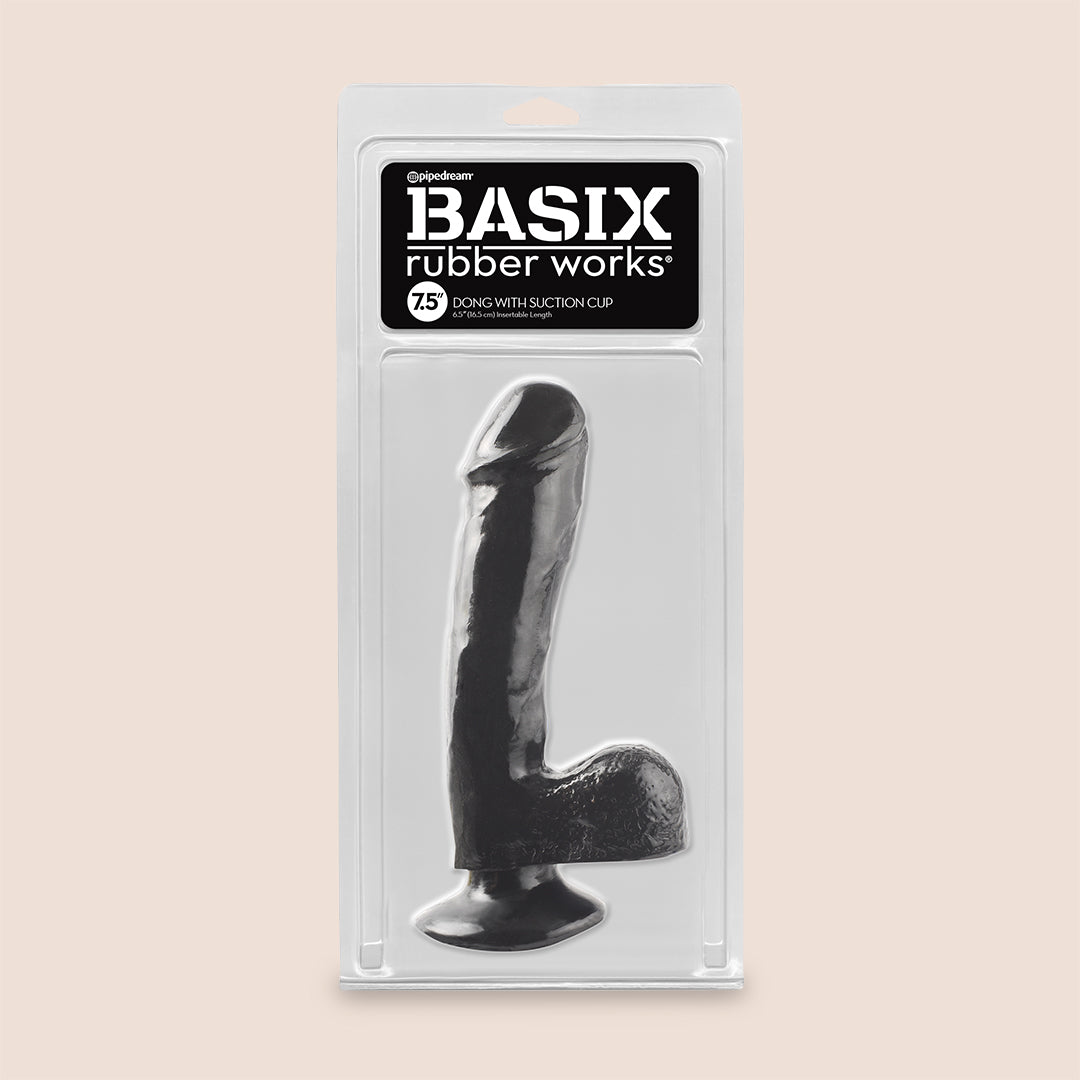 Basix 7.5" Dong with Suction Cup | flexible and firm dildo