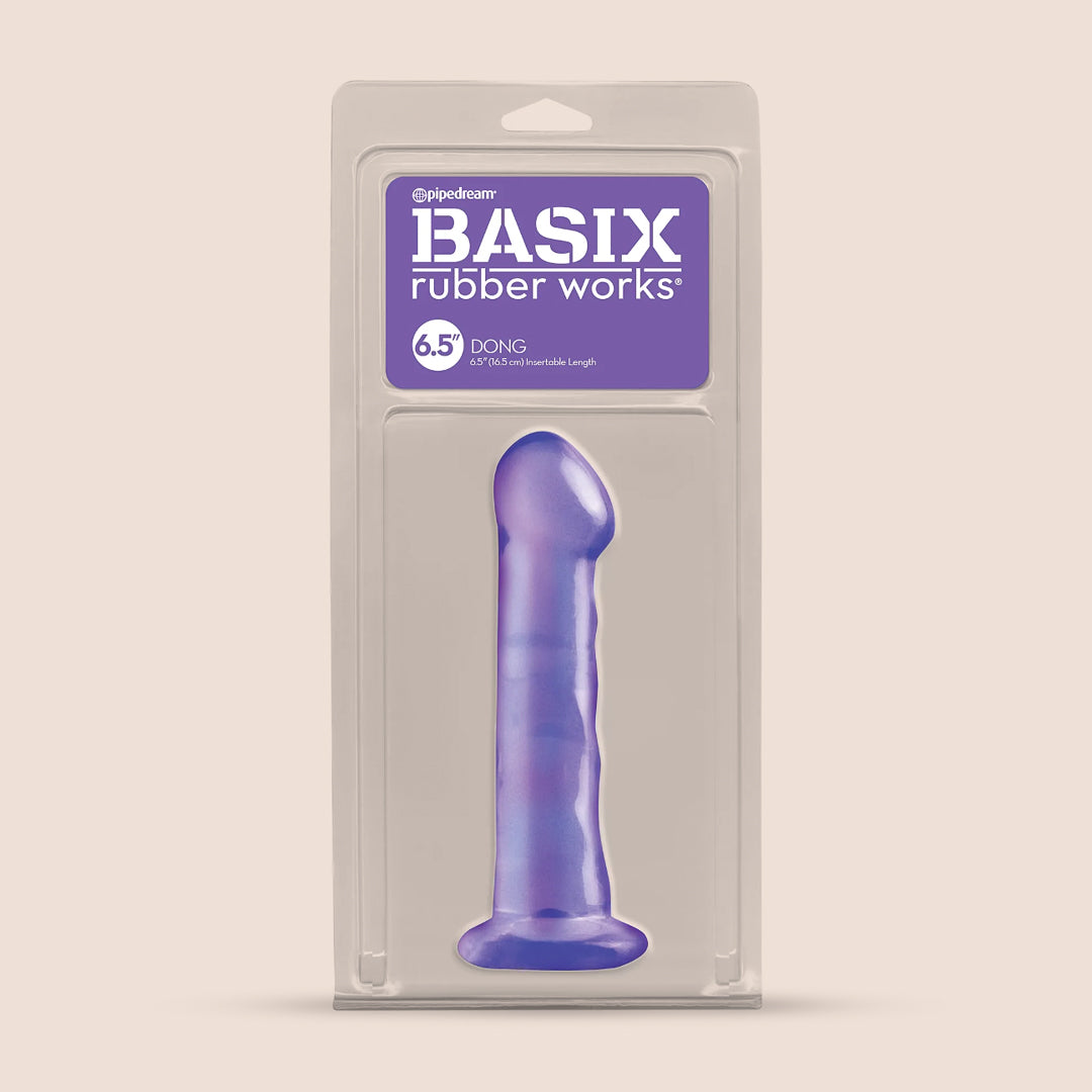 Basix 6.5" Dong with Suction Cup | flexible and firm dildo