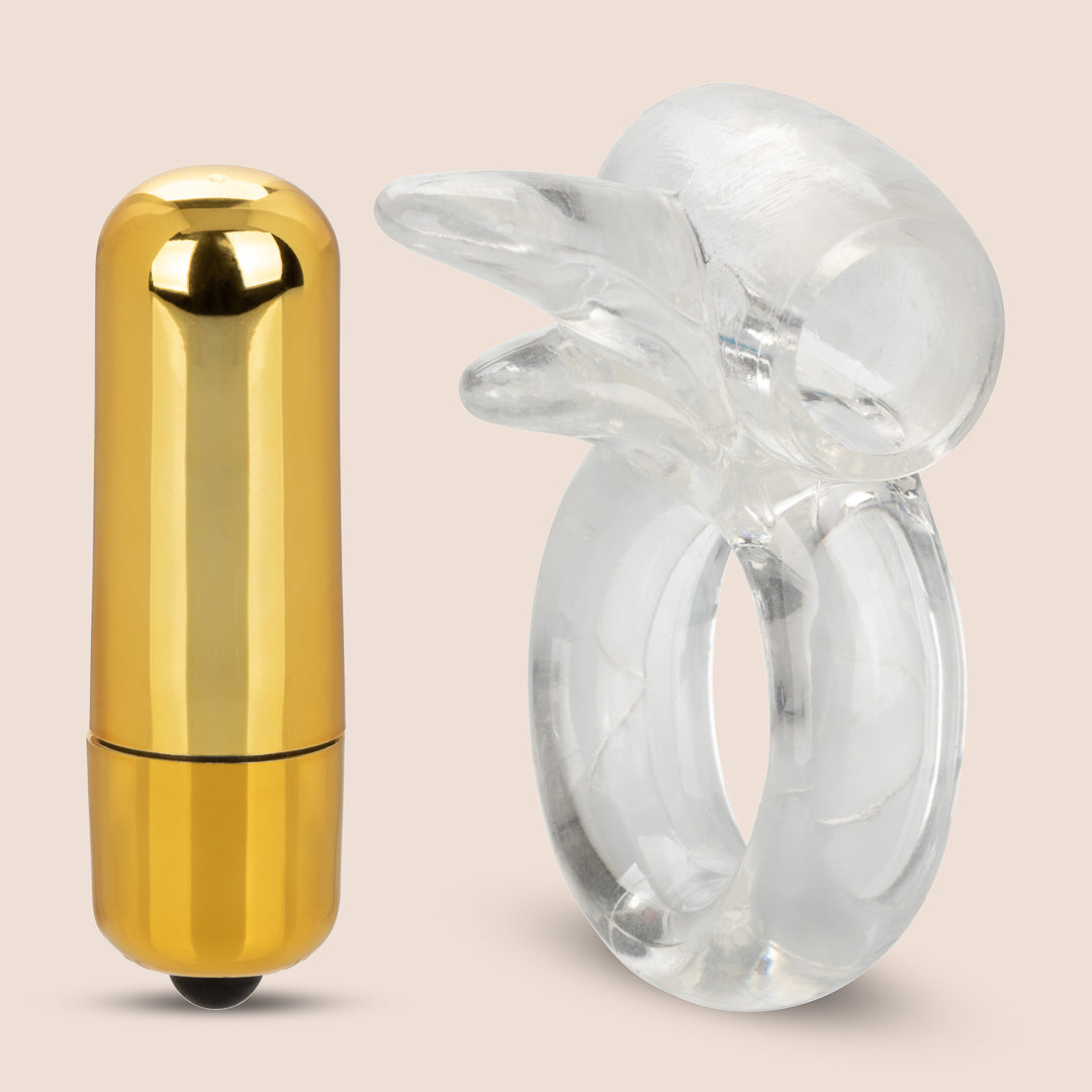 CalExotics Pure Gold Double Trouble Enhancer™ | vibrating penis ring