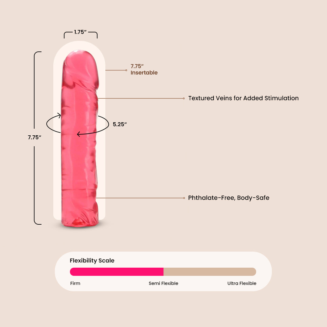 Crystal Jellies® 8 Inch Classic Dong | firm and flexible dildo