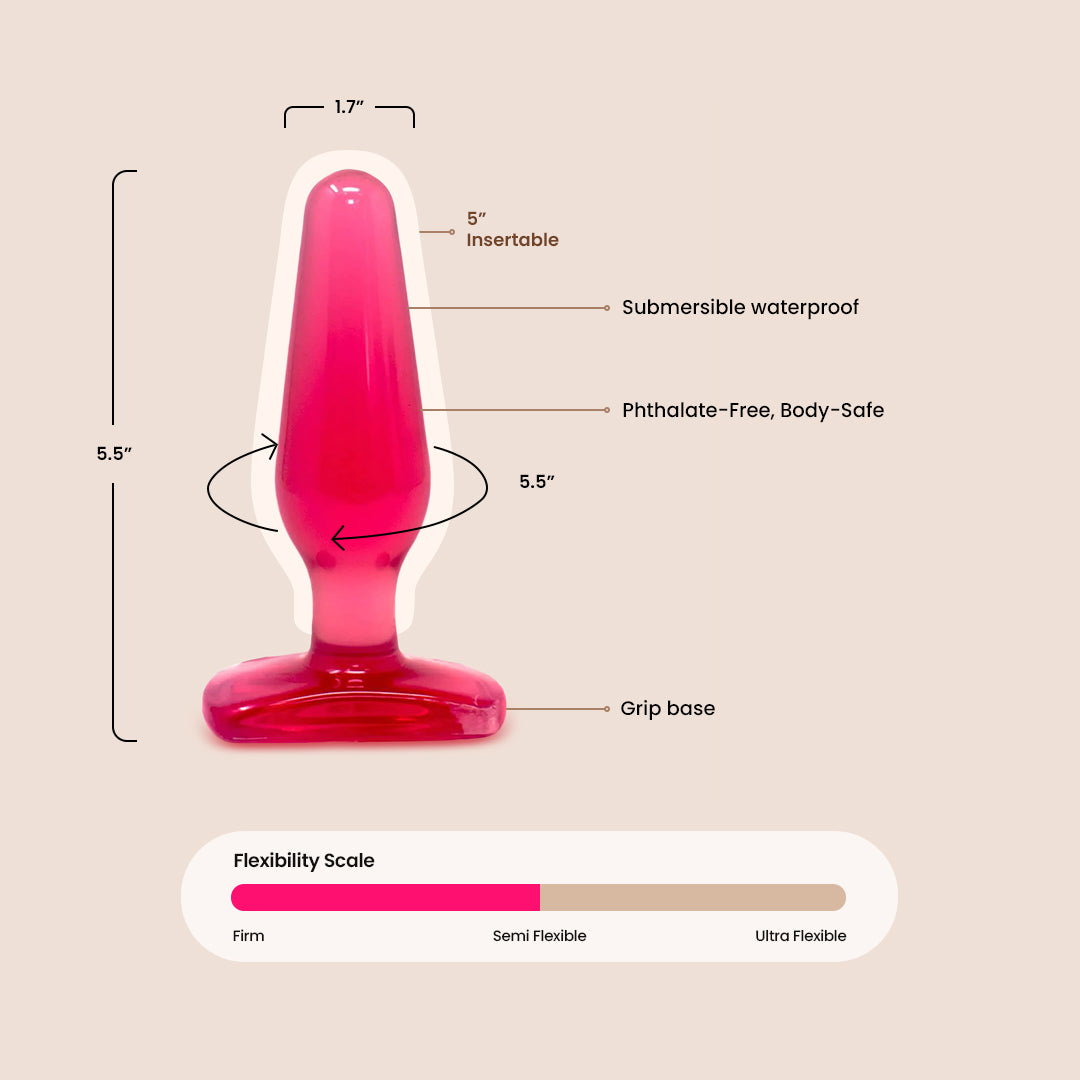 Crystal Jellies® Medium Butt Plug | 5" flexible anal plug