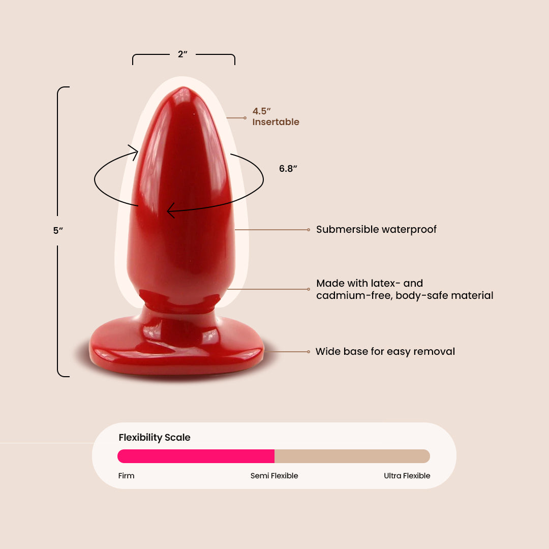 Red Boy Large 5" Butt Plug | firm flexible plug