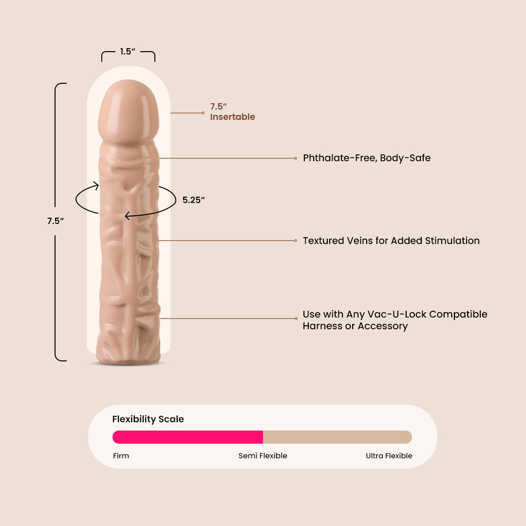 8 Inch Classic Vac-U-Lock Dildo | realistic firm dildo