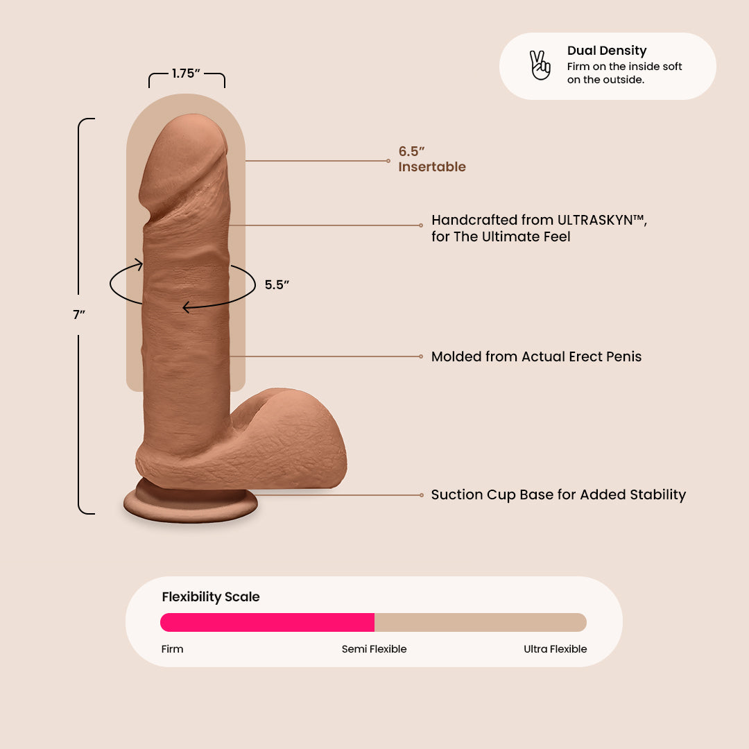 The D™ Perfect D - 7 Inch with Balls - ULTRASKYN | dual density ultra realistic dildo