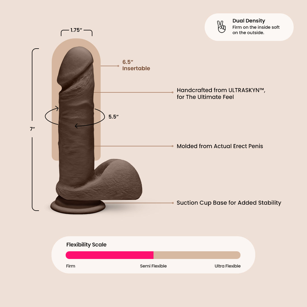 The D™ Perfect D - 7 Inch with Balls - ULTRASKYN | dual density ultra realistic dildo