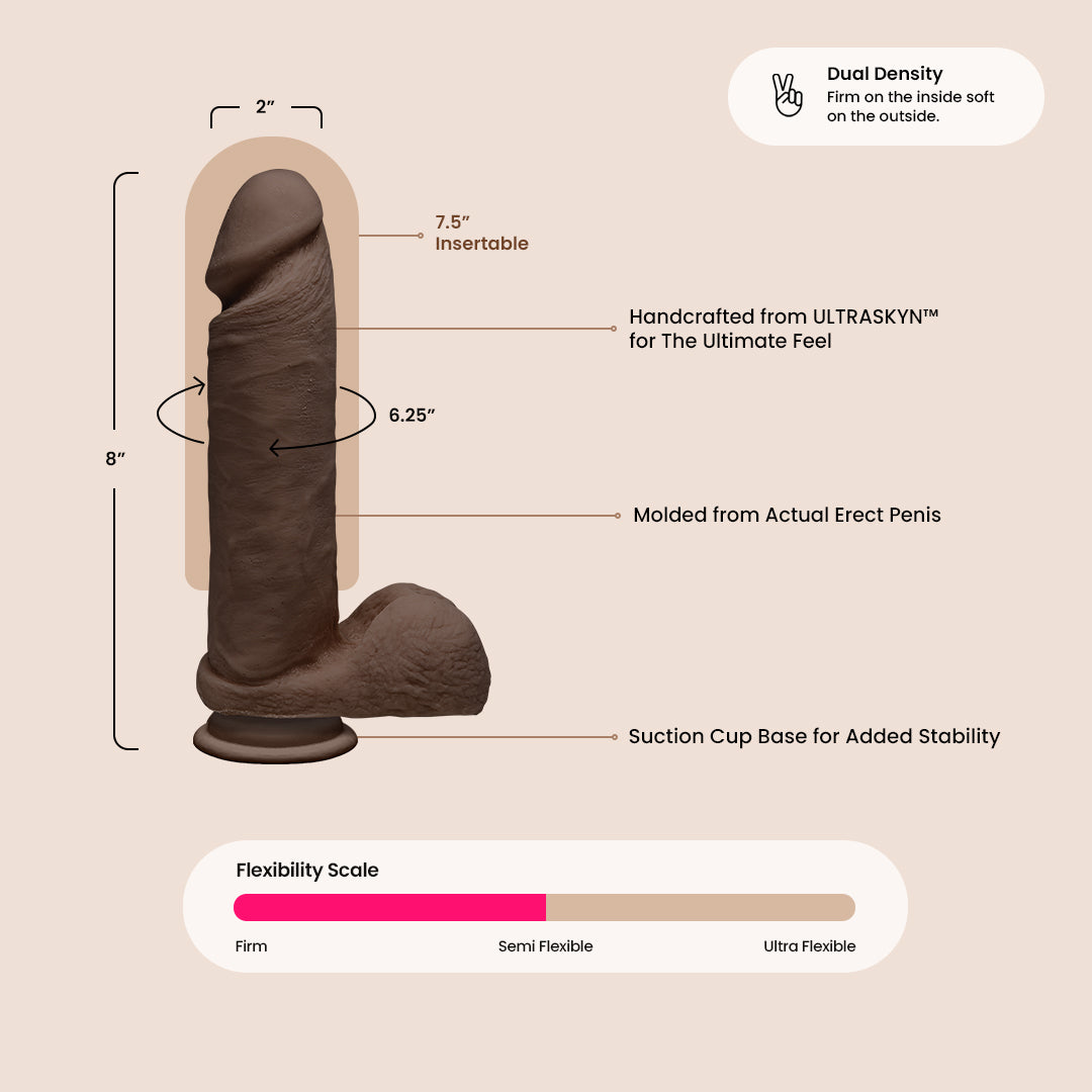 The D™ Perfect D - 8 Inch with Balls - ULTRASKYN | dual density ultra realistic dildo