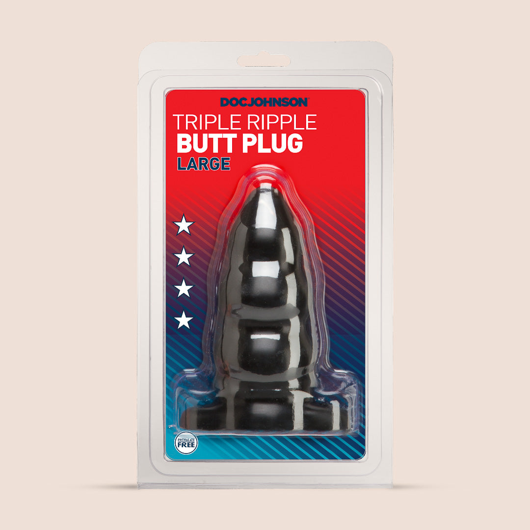 Classic Triple Ripple Butt Plug | wide base