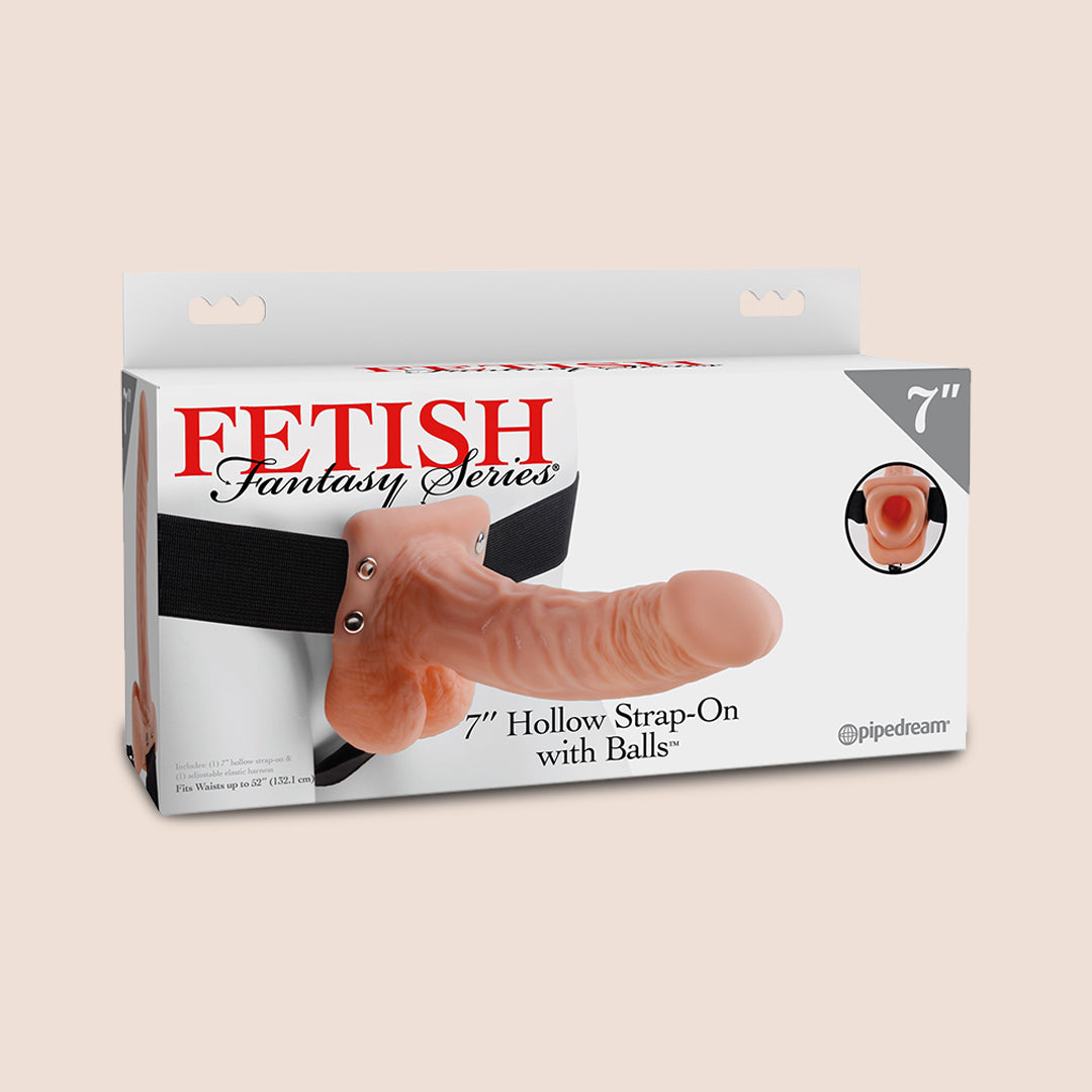 Fetish Fantasy 7" Hollow Strap-on With Balls | comfortable elastic harness
