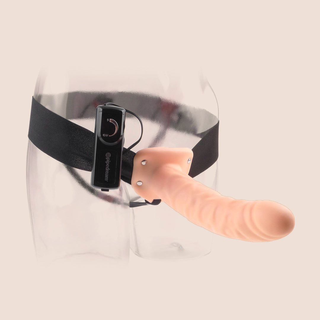 Fetish Fantasy 8" Vibrating Hollow Strap-on | comfortable elastic harness