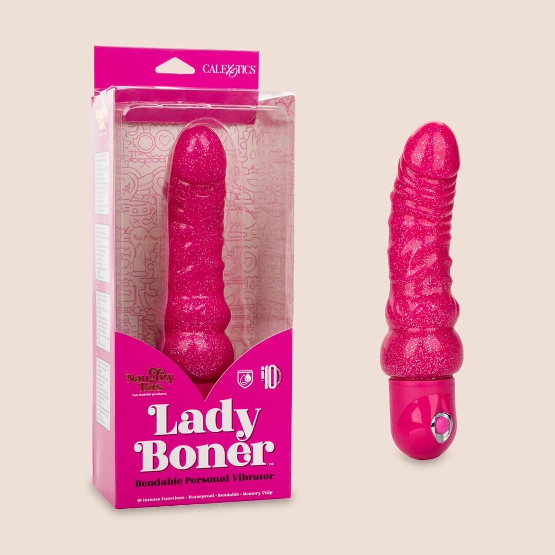 Naughty Bits™ Lady Boner Bendable Personal Vibrator | sparkly bendable realistic shaft