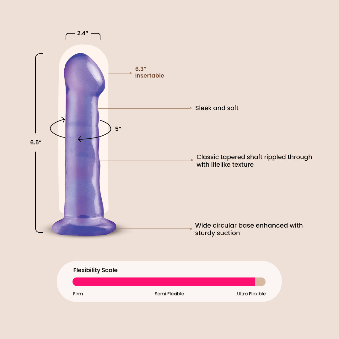 Basix 6.5" Dong with Suction Cup | flexible and firm dildo
