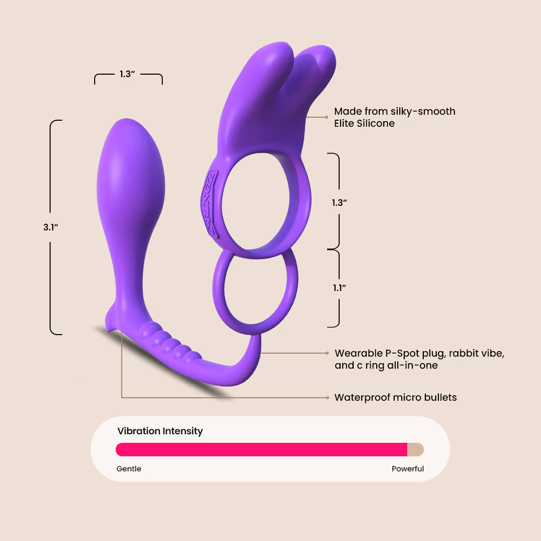 Fantasy C-Ringz Ass-Gasm Vibrating Rabbit | vibrating plug with vibrating c-ring - remote