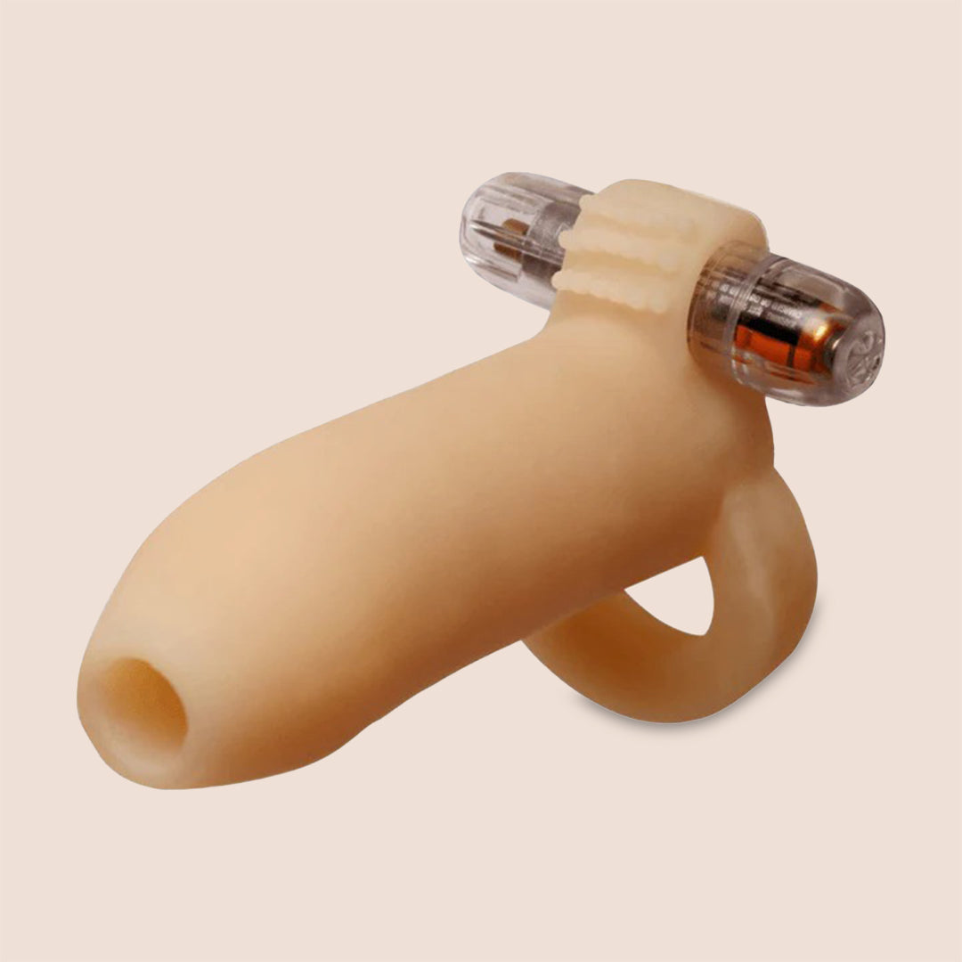 Pipedream Ready-4-Action Real Feel Penis Enhancer | vibrating sleeve with ball strap