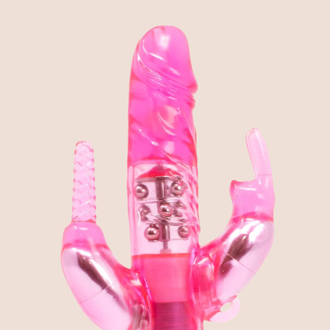 Pipedream Total Ecstasy Triple Stimulator | vibrating clitoral & anal arm, rotating bead shaft