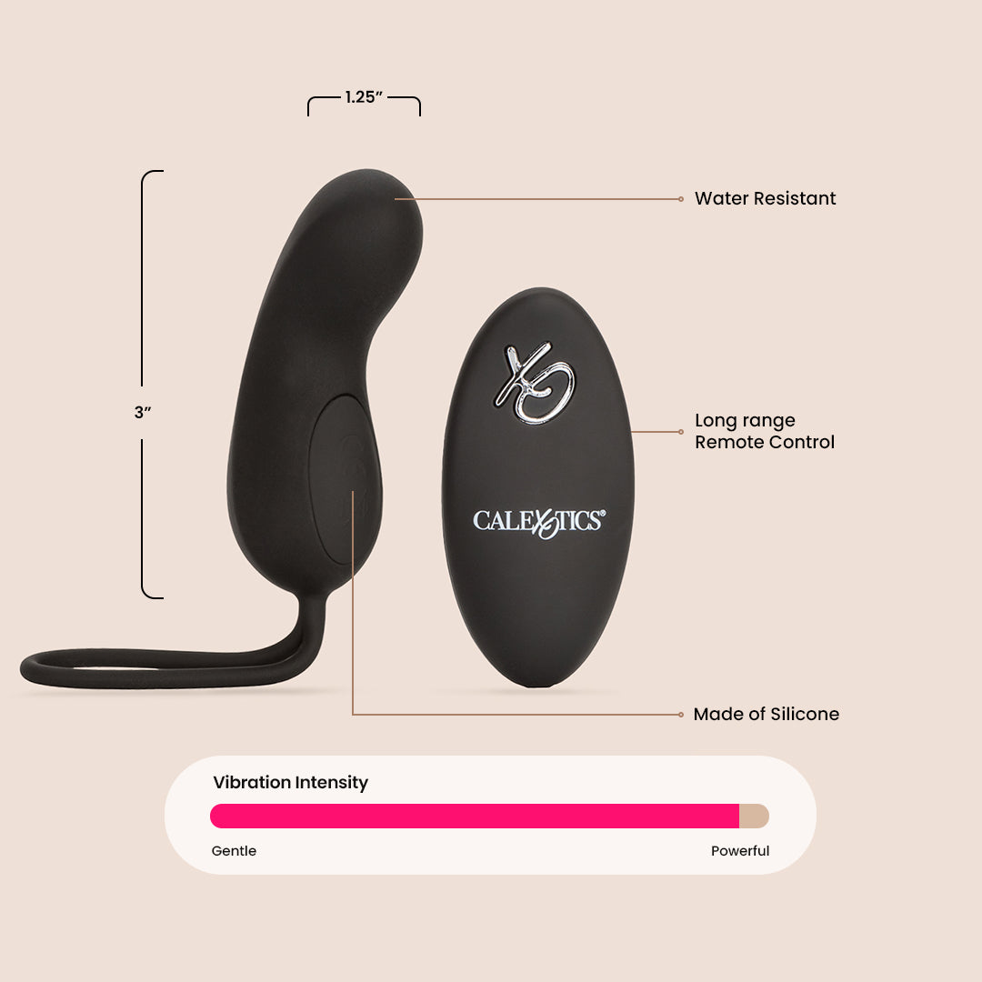 CalExotics Silicone Remote Rechargeable Curve | silicone curved panty vibe with remote