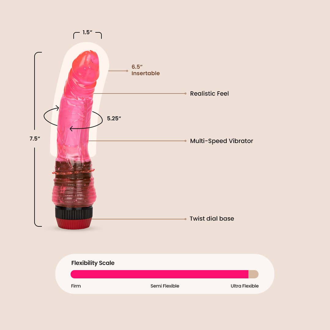 Hot Pinks™ Curved Penis | vibrating realistic dildo