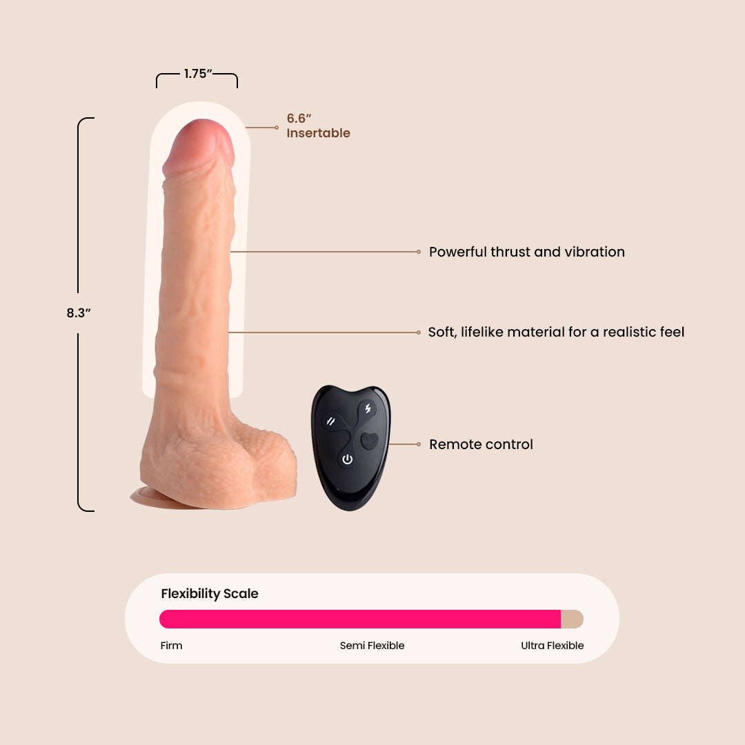 7X Thrusting Dildo with Remote Control | powerful thrust and vibration