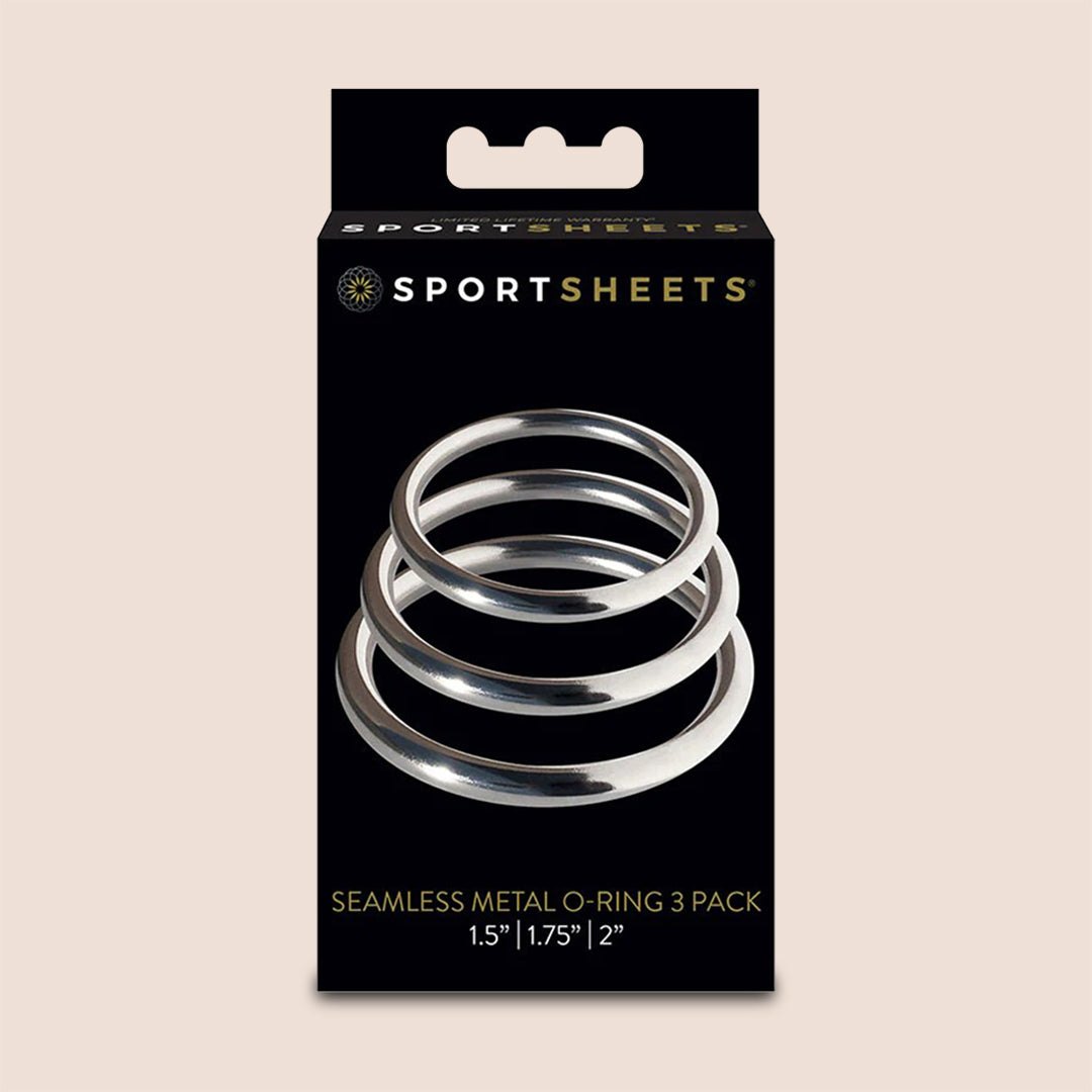 Sportsheets Seamless Metal O-ring, 3 Pack | interchangeable O-rings for harnesses