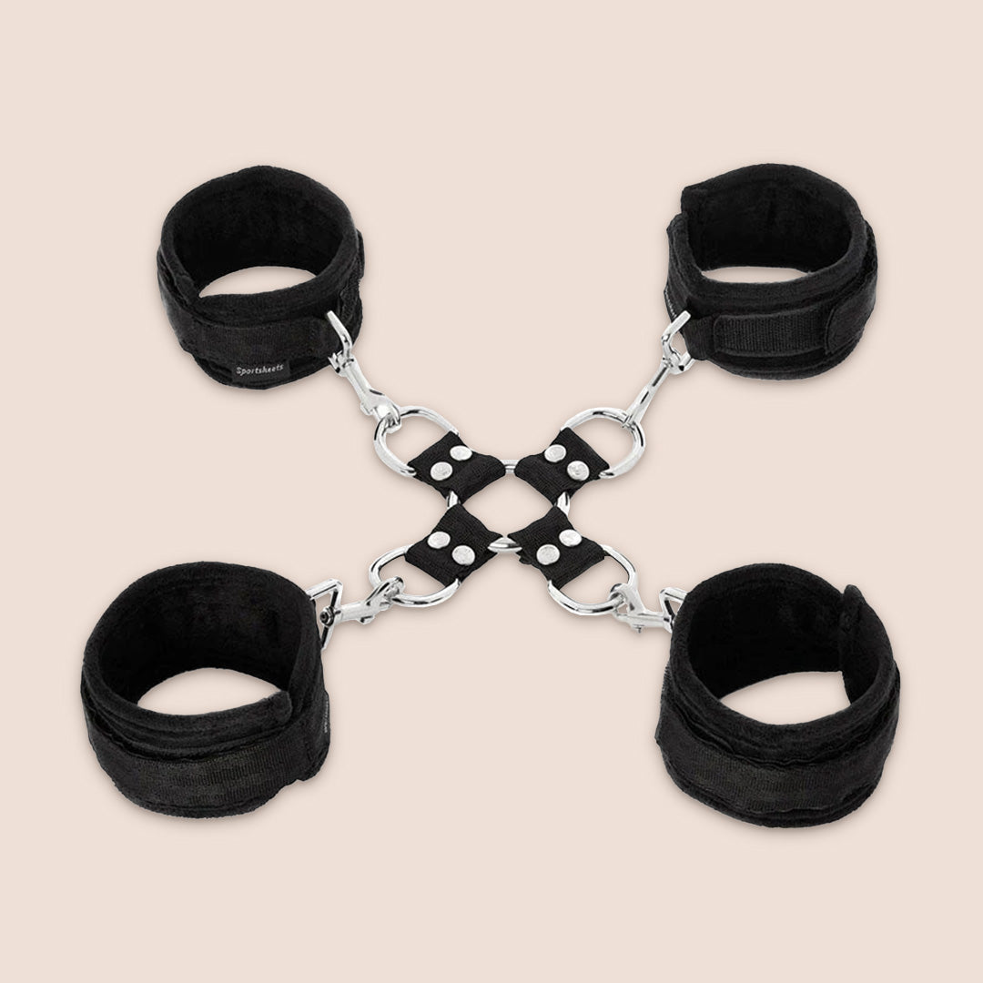 Sportsheets 5 Piece Hog Tie & Cuff Set | four detachable cuffs