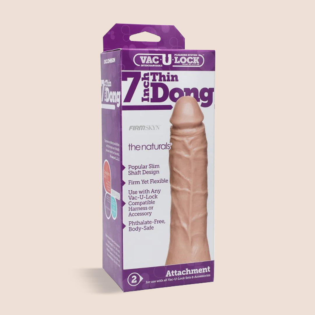 Vac-U-Lock 7" Thin Dong Body-Safe Natural 7 Inch Strap On