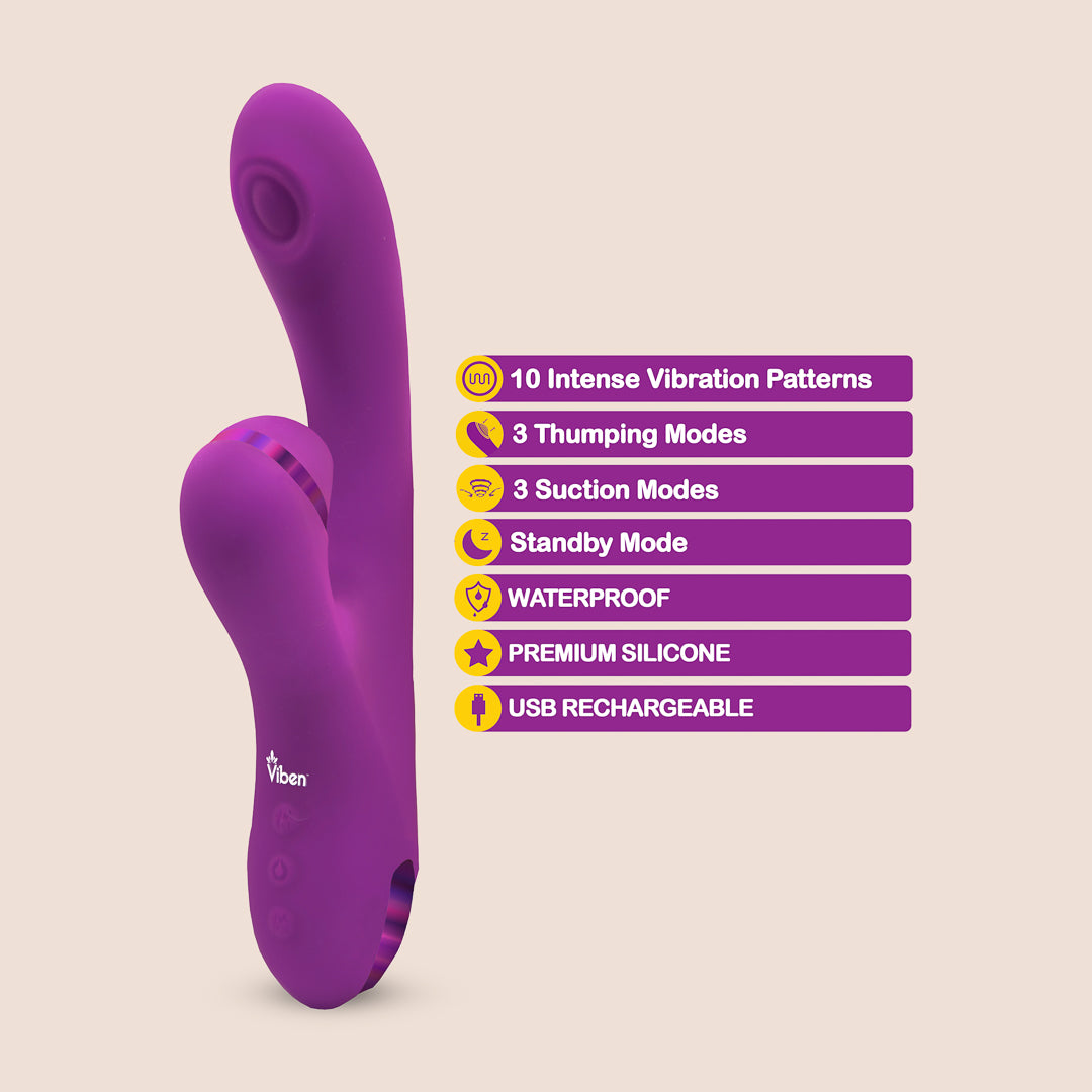 Viben Dazzle Rechargeable Rabbit Vibrator | thumping and suction